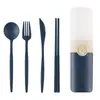 Juego de Cubiertos Portátil de Paja de Trigo Transfronterizo de Tres Piezas: Cuchillo, Tenedor, Cuchara. Juego de Regalo para Estudiantes y Trabajadores de Oficina. Venta Directa del Fabricante.