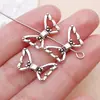 Alas de Mariposa Caladas de Plata Antigua Agujero Recto Cuentas Espaciadoras de Aleación de Zinc Pulsera Collar Hecho a Mano Retro Accesorios de Joyería