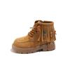 Botas de Moda con Borlas para Niñas Otoño e Invierno 2025 Nuevos Niños Medianos y Grandes Moda Birkenstock Botas Martin Botines Cortos de Princesa para Niñas Pequeñas