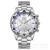 2024 nuevo comercio exterior más vendido reloj de hombre de cristal de luz azul correa de acero cuarzo escala digital reloj de pulsera de tres ojos al por mayor