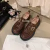 Versão em Couro de Vaca, Não Desbota~Lavável, Mocassins Texturizados em Couro de Cavalo com Fivela Dourada Pequena, Sapatos de Couro Femininos para Outono e Inverno
