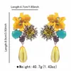 Pendientes de Esmalte Coloridos con Forma de Flor, Estilo Dulce y Fresco para Fiestas, con Diamantes y Perlas, Pendientes de Pétalos de Lujo Ligero y de Alta Gama para Mujer