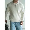 Camisa Polo de Lyocell Tencel con Tacto Aterciopelado y Media Cremallera para Hombre, Suéter de Punto Casual con Hombros Caídos y Canalé Otoño 2026