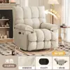 Cadeira de Sofá Individual Multifuncional Cor Creme Reclinável e para Dormir Sala de Estar Quarto Cadeira de Balanço Espaço de Primeira Classe Sofá Preguiçoso Cabine