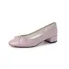 Dopamine Talla Grande 40-42 Otoño 2026 Tacón Medio Grueso Punta Redonda Simple Versátil Piel Genuina Moño Poco Profundo Zapatos de Mujer