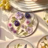 Posavasos Decorativo Adorno Popular con Estampado Floral Transfronterizo Regalo del Día de la Madre Decoración Redonda de Flor de Acrílico Transparente