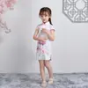 Cheongsam Infantil Nuevo Verano Jacquard Estilo Occidental Vestido de Princesa Lenguaje de las Flores para Hacer Hermoso Vestido Cheongsam de Jacquard