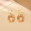 Pendientes geométricos de circonita colorida de alta gama, modernos, frescos, dulces y elegantes, accesorios exquisitos y románticos para chicas.