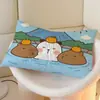 Funda de almohada cepillada de dibujos animados de capibara, individual, para estudiantes, neutral, de dormitorio, 48x74 cm, estampado infantil