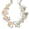 Tiara de Coroa de Flores de Pérola para Meninas, Aro de Cabelo com Fita de Flor de Princesa para Festa de Aniversário