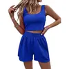 Amazon Verano Estilo Girly Fresco y Dulce Traje Casual de Punto sin Mangas para Mujer Color Sólido de Moda