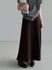 Falda de Papel Clásica Jiangzuo~ Falda Larga de Media Cintura Elegante con Caída para el Trabajo, Falda Larga de Línea A Adelgazante para Otoño con Dobladillo Amplio 8019