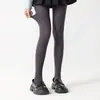 Medias de Rayas Verticales de Color Claro 120D para Primavera y Otoño para Mujer, de Cintura Alta, Adelgazantes, Cálidas, Pantalones Adelgazantes para Piernas, Compresión Ligera, Blanco Crudo