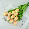 Arranjo de Flores de Tulipa Artificial de Alto Padrão Hidratante para Decoração de Mesa de Sala de Estar e Buquê para Fotos