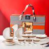 Juego de Vajilla Cerámica Estilo Retro para Caballo, Tazones y Palillos, Caja de Regalo de Lujo Accesible, Recuerdo de Boda, Regalo de Inauguración de Casa Vacacional