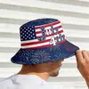Sombrero de Cubo con Estampado de Bandera del Día de la Independencia de EE. UU. para Hombres y Mujeres, Sombrero para el Sol con Protección Solar, Fuegos Artificiales, Festival de la Estatua de la Libertad
