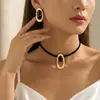 Collar Geométrico Ovalado Vintage Transfronterizo Colgante Tridimensional Juego de Cadena para Clavícula Collar Lujo Ligero Nicho Ropa de Verano Venta al por Mayor