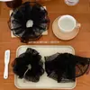 Accesorio para el Cabello de Malla Ins de Encaje con Puntos Estilo Coreano, Goma para el Cabello Scrunchie Francesa de Alta Gama, Accesorio Suave para el Cabello de Malla de Encaje