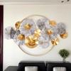 Sofá de Sala de Estar de Luxo Leve Parede de Fundo da Sala de Estar Pingente de Parede de Ferro Sala de Jantar Metal Tridimensional Decoração de Parede Decorações Criativas para Casa
