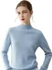 Suéter 100% cachemira pura, prenda base de punto de cuello alto medio, suéter básico liso simple y elegante para mujer, disponible para dropshipping
