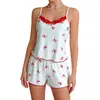 Camisola y Shorts de Pijama de Estilo de Comercio Exterior Europeo y Americano para Mujer Verano Lencería Sexy Dulce Chica Atrevida Conjunto para Estar en Casa Venta al por Mayor