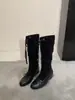 Nueva Colección Otoño/Invierno 2026: Botas de Ballet Plegables con Tacón de Plataforma y Detalle de Lazo, Hasta la Rodilla, con Aumento de Altura Interior, Bota Individual, Botas Largas