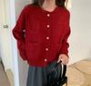 Cardigã Tricotado Estilo Tweed para Mulheres no Outono e Inverno Novo Estilo Estilo Preguiçoso Solto e Versátil Macio Caxemira Gola Redonda Jaqueta Suéter Curta Moderna