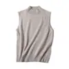 Chaleco de punto base de manga corta para primavera y otoño, adelgazante, de cuello semi-alto, versátil, ajustado, con temperamento, para interior y exterior