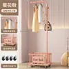 Perchero de Ropa y Bolsos de Pie, Perchero Desmontable para Ropa de Dormitorio, Estante de Almacenamiento Secado de Ropa de Piso para Sala de Estar de Lujo Ligero