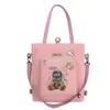 Bolsa de Lona Bolsa Transversal Feminina Bolsa de Ombro de Grande Capacidade Bolsa Multifuncional para Estudo e Tutoria Estilo Coreano Simples Mochila Bolsa de Estudante
