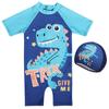 Traje de baño nuevo para niños y niñas 2025, una pieza, dibujos animados, para bebé y niño pequeño, secado rápido, traje de surf, protector solar, gorro de natación, conjunto