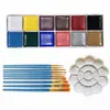 Set de Pintura Corporal de 12 Colores Pintura al Óleo para Rostro y Cuerpo Maquillaje de Halloween para Escenario Crema con Pinceles Esponjas Herramientas