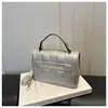 Bolso de mano transfronterizo, ligero, estilo coreano para mujer, nueva colección otoño 2025, patrón tejido, correa de cadena, bolso de hombro, bolso cruzado de moda