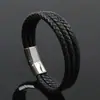 Moda Transfronteiriça Pulseira de Couro Masculina Aço Inoxidável Personalizada Estudante Versátil Pulseira de Couro Pulseira Trançada Estilo Simples