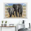 Personalidad creativa 3D imitación ventana tridimensional sabana africana elefante pared de fondo sala de estar dormitorio pegatinas al por mayor