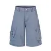 F9066 High Street Retro Estilo Americano Unisex Moda Urbana Multibolsillos Ropa de Trabajo Diseño de Verano Pantalones Cortos Casuales para Hombre