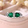 Anillo para Mujer Rongxing Estilo Dulce Transfronterizo Corazón Doble Piedra Principal con Piedra de Acento Central y Banda de Anillo Hueca, Anillo Decorativo para Regalo