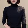 Uma geração de cabelo uma camiseta de veludo quente de manga comprida feminina inverno vazada hot drilling temperamento estrangeiro slim camisa básica top