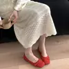 Zapatos Rojos de Tacón Individual Estilo Retro de Noche, Zapatos de Boca Baja, Nuevos Zapatos Franceses de Principios de Otoño con Lazo para Mujer, Mocasines de Suela Blanda, Zapatos de Abuela
