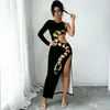 Ropa Personalizada para Mujer 2026 Transfronteriza Europea y Americana Más Vendida Vestido Sexy con Estampado de Serpiente Adelgazante Hueco con Abertura para Mujer