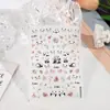 Arte de Uñas Rosa Estilo Japonés Panda Flotante Flor con Pegamento Primavera Tesoro Lindo Flor de Durazno Pegatina de Uña de Dibujos Animados Calcomanía