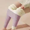 Pantalones de Algodón Grueso con Forro de Felpa para Mujer Otoño/Invierno, Uso Interior/Exterior de Lana de Cordero, Cintura Alta, Alta Elasticidad, Pantalones Cálidos, Pantalones de Otoño