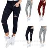 Ebay Estação Europeia comércio exterior novas calças lápis verão WISH calças rasgadas leggings femininas fabricante em estoque