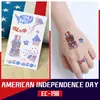 Adesivo de Tatuagem Adesivo para o Dia da Independência dos EUA Transfronteiriço Adesivo Descartável à Prova d'Água Bandeira de Transferência de Água Adesivo para Rosto Tatuagem Temporária Europa e América