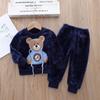 Ropa para Niños 2025 Otoño Nuevo Pijama de Dos Piezas para Niños Cálido Traje con Forro Polar para Niños y Niñas Ropa para el Hogar de Otoño e Invierno