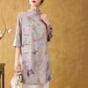 Vestido Cheongsam Elegante de Estilo Chino Nuevo, Estilo Nacional, Botones, Cuello Alto, Estilo Retro para Mujer