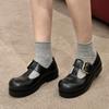 Versão em couro de vaca ~ Sapatos Mary Jane femininos 2024 novo drink estilo retrô britânico sola grossa salto grosso cabeça grande sapatos de couro pequenos