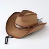 Sombrero de Paja Vaquero de Verano para Mujer Estilo Europeo y Americano, Sombrero Casual para Exteriores con Protección Solar para Hombre, Sombrero de Ala Ancha, Sombrero de Sol, Comercio Exterior