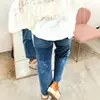 Comércio Exterior Wish Primavera/Outono Roupas Femininas Europeu/Americano Não Apertado Calças de Perna Larga Confortável Casual Bolsos Patch Jeans Retrô Atacado