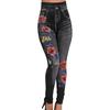 Leggings ajustados de talla grande para mujer, leggings casuales de cintura alta, tejidos sin costuras, imitación de jeans para mujer